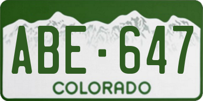 CO license plate ABE647