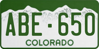 CO license plate ABE650