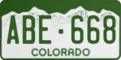 CO license plate ABE668