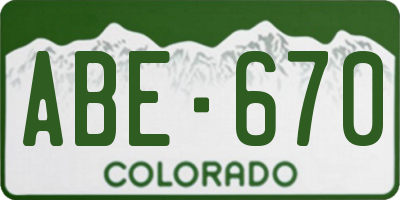 CO license plate ABE670