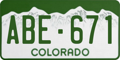 CO license plate ABE671