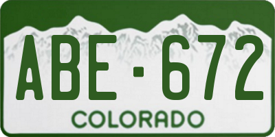 CO license plate ABE672