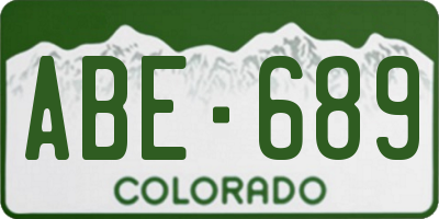 CO license plate ABE689