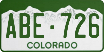 CO license plate ABE726