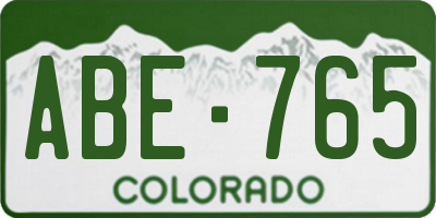 CO license plate ABE765