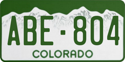 CO license plate ABE804