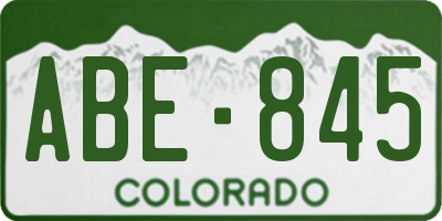 CO license plate ABE845