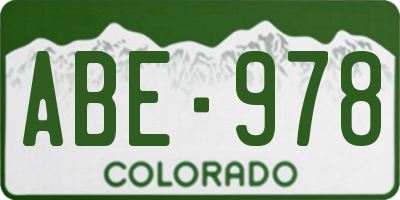 CO license plate ABE978
