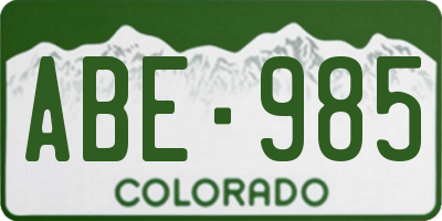 CO license plate ABE985