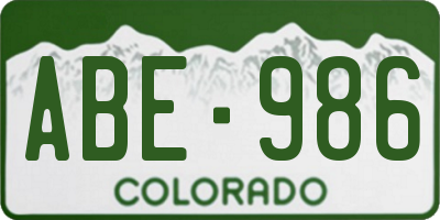 CO license plate ABE986
