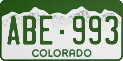 CO license plate ABE993