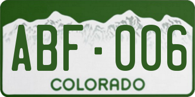 CO license plate ABF006