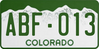 CO license plate ABF013