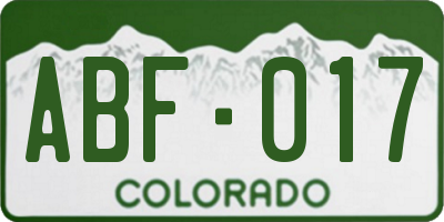 CO license plate ABF017