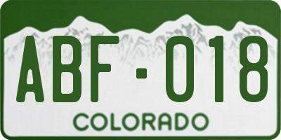 CO license plate ABF018