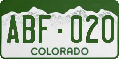 CO license plate ABF020