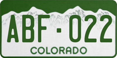 CO license plate ABF022