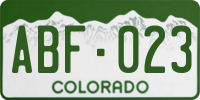 CO license plate ABF023