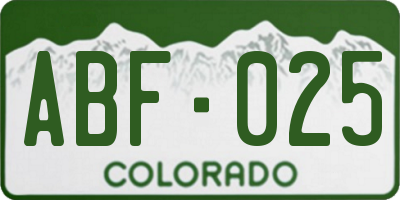 CO license plate ABF025