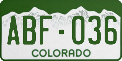 CO license plate ABF036