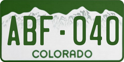 CO license plate ABF040