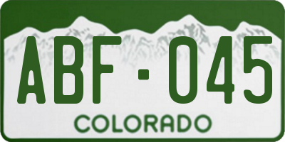 CO license plate ABF045