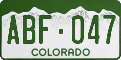 CO license plate ABF047