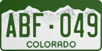 CO license plate ABF049