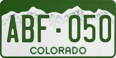 CO license plate ABF050