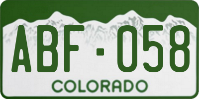 CO license plate ABF058