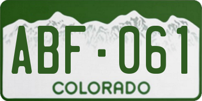 CO license plate ABF061