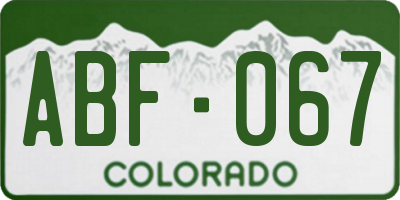 CO license plate ABF067