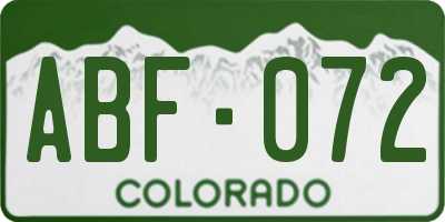 CO license plate ABF072