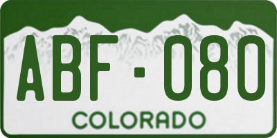 CO license plate ABF080