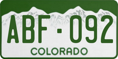CO license plate ABF092