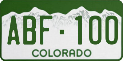 CO license plate ABF100