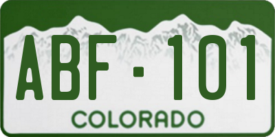CO license plate ABF101