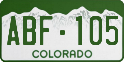 CO license plate ABF105