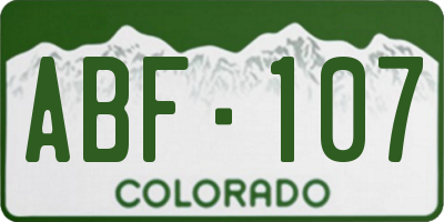 CO license plate ABF107