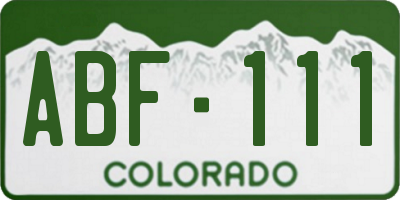 CO license plate ABF111