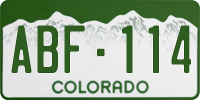CO license plate ABF114