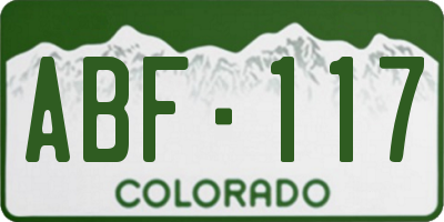 CO license plate ABF117