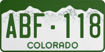 CO license plate ABF118