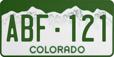 CO license plate ABF121