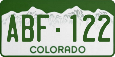 CO license plate ABF122