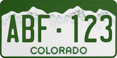 CO license plate ABF123