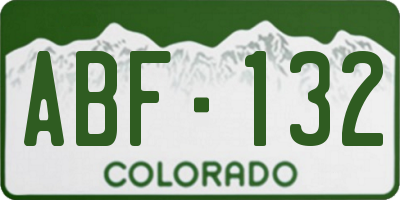 CO license plate ABF132