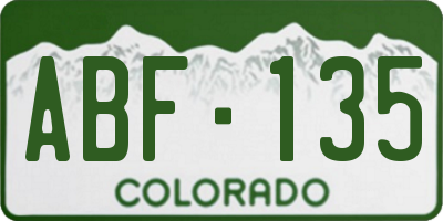CO license plate ABF135