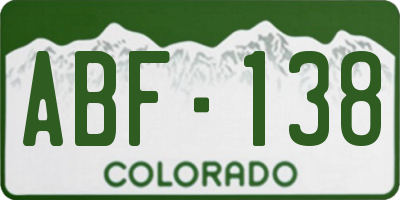 CO license plate ABF138