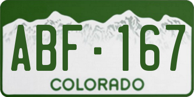 CO license plate ABF167